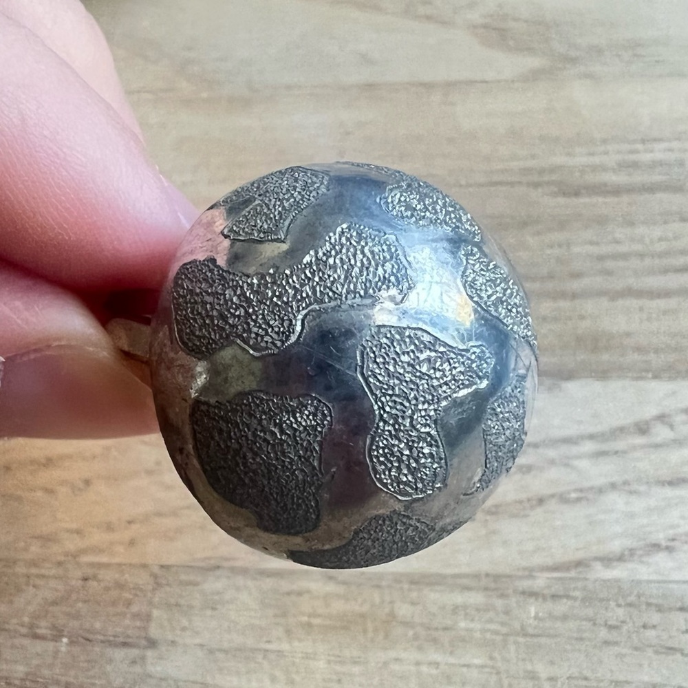 Vintage Mexico Sterling silver ring textured spherical globe dome ring